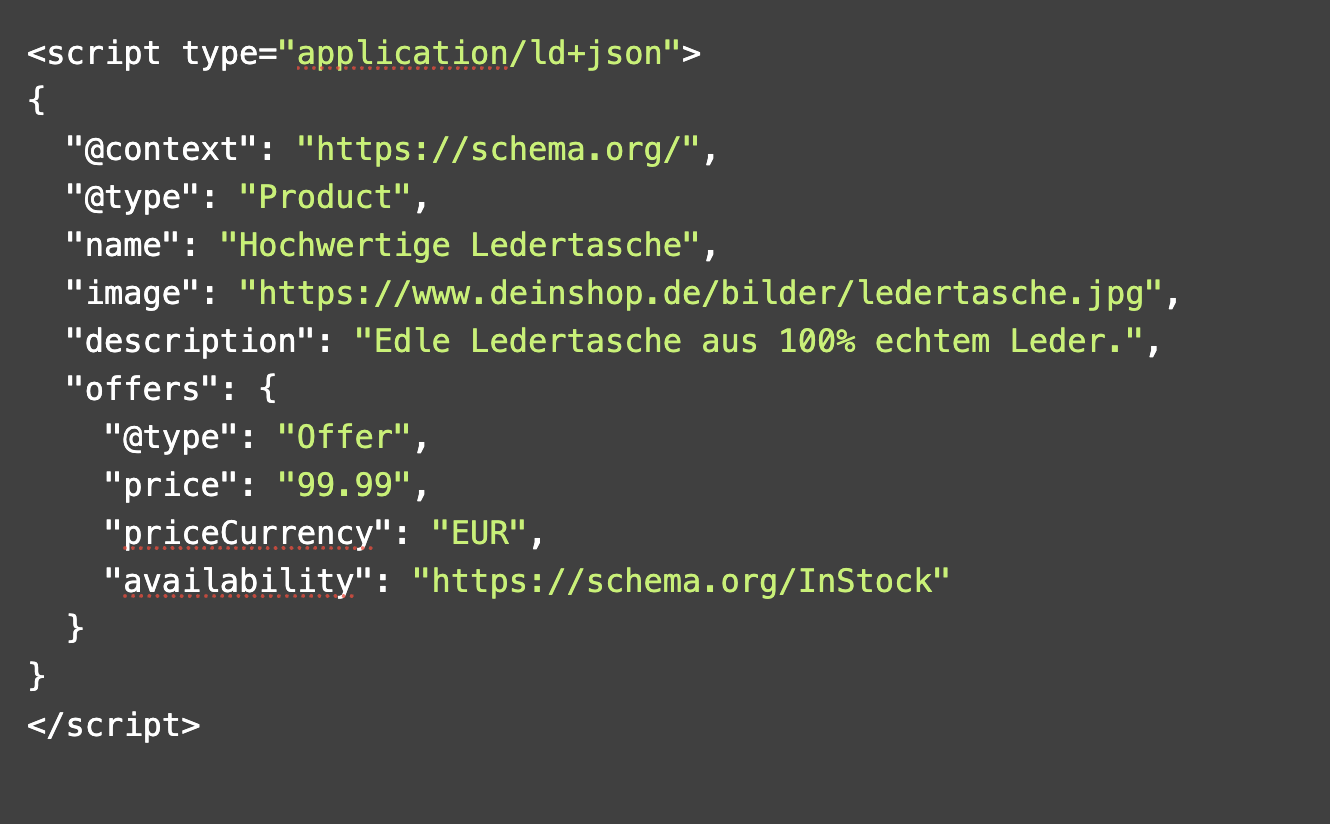 Das Bild zeigt beispielhaft den Aufbau von JSON-LD 