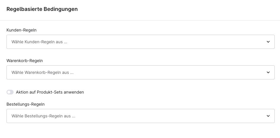 Das Bild zeigt, wie regelbasierte Rabattbedingungen in Shopware konfiguriert werden können